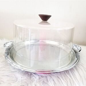 Vintage cake plate with plastic top metal base
